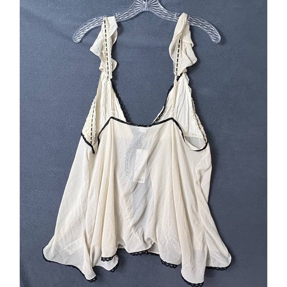 Kimchi Blue Urban Outfitters Pleated Chiffon Cami Top Cream Black Trim XL Y2K - Picture 2 of 9